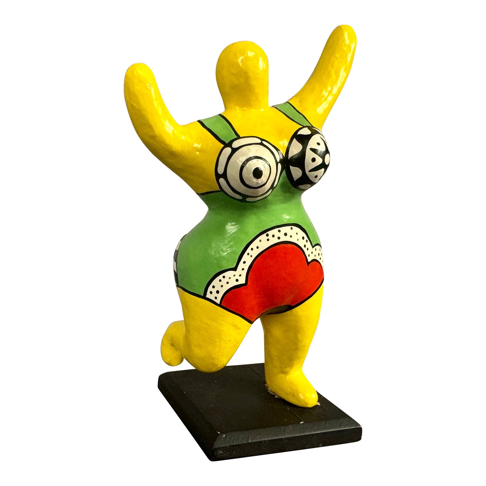 1980s After Niki De Saint Phalle Nana Paper Mache Polychrome