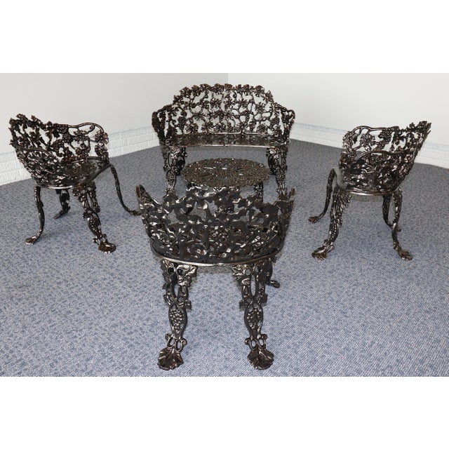 Circa 1950s — By J. F. Day & Co. Cast Iron Grapevine Garden Suite, 5 Pieces, Attributed For Sale - Image 6 of 13