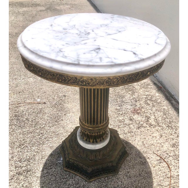Vintage Mid Century Italian Round Marble Side/End Accent Table For Sale - Image 12 of 12