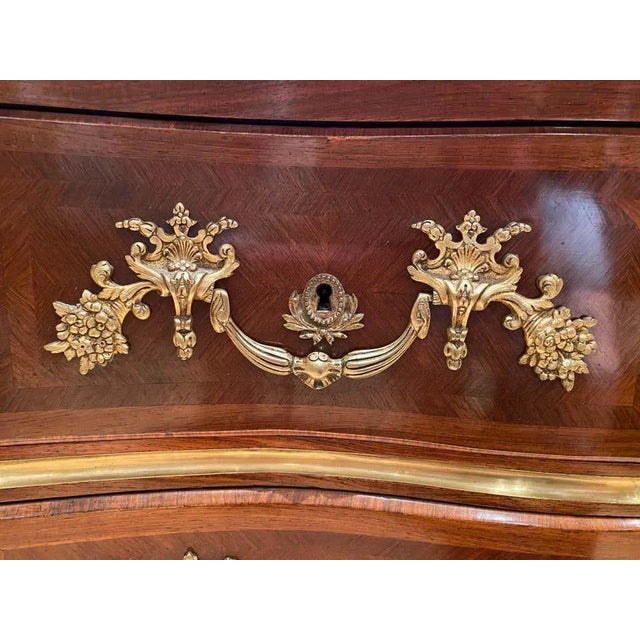 19th Century French Louis XV Kingwood, Tulipwood and Ormolu Chest of Drawers For Sale - Image 5 of 16