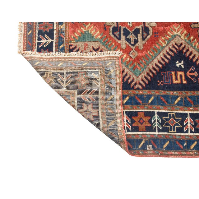 Mid 20th Century Decorative Antique Caucasian Wool Rug For Sale - Image 5 of 6
