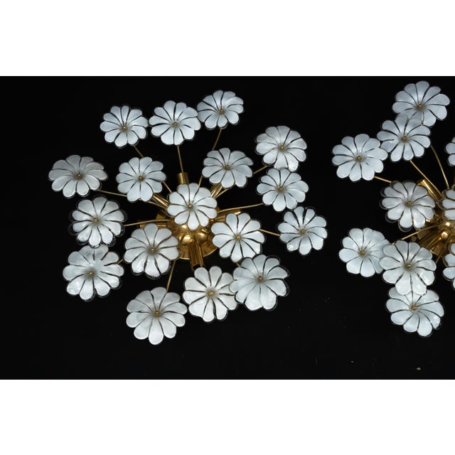 Murano White Flower Ceiling Lamps, Italy, 1980s, Set of 2 For Sale - Image 17 of 18