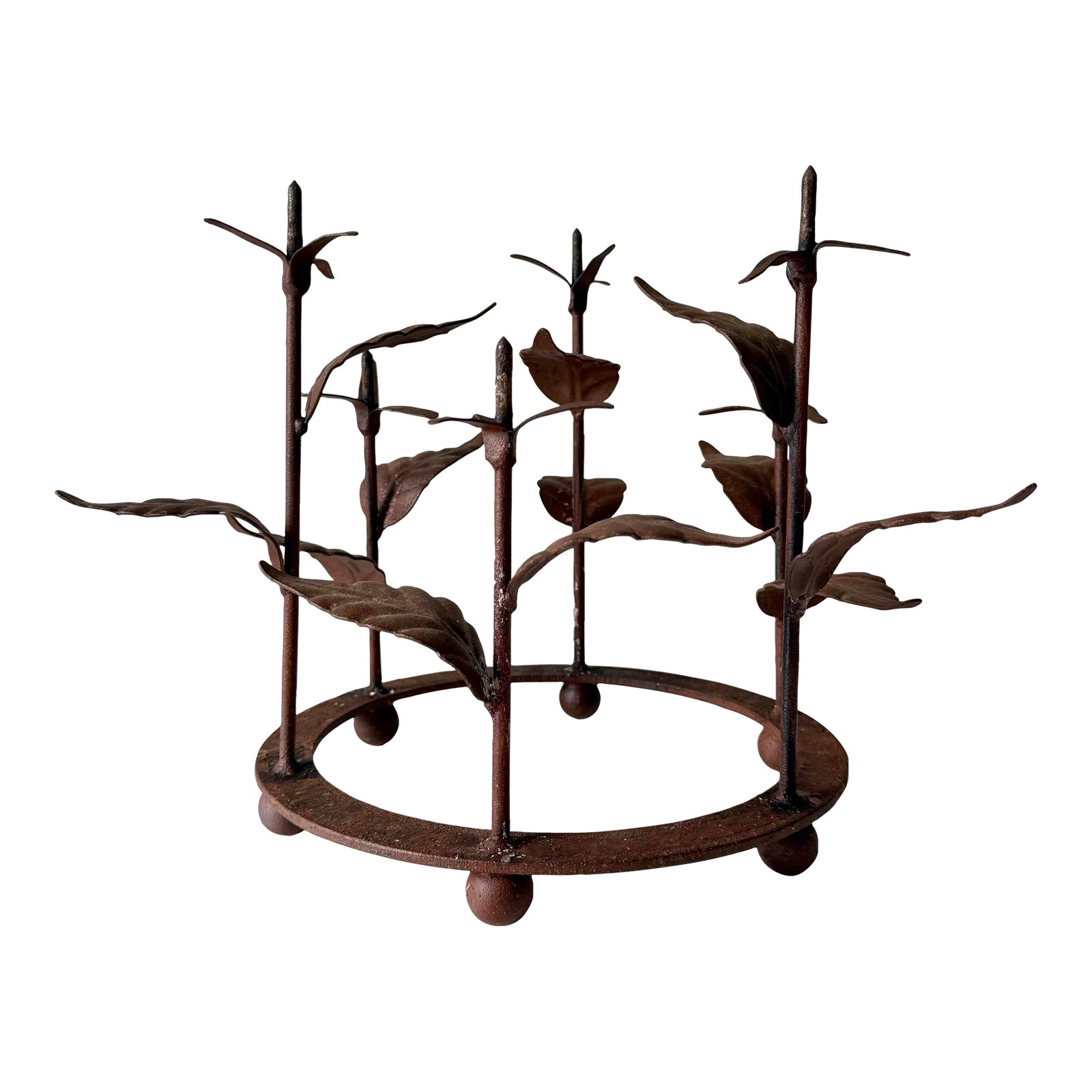 Cast Iron Corn Stalk Sculptural Candelabra, Signed 1990 Brambles | Chairish