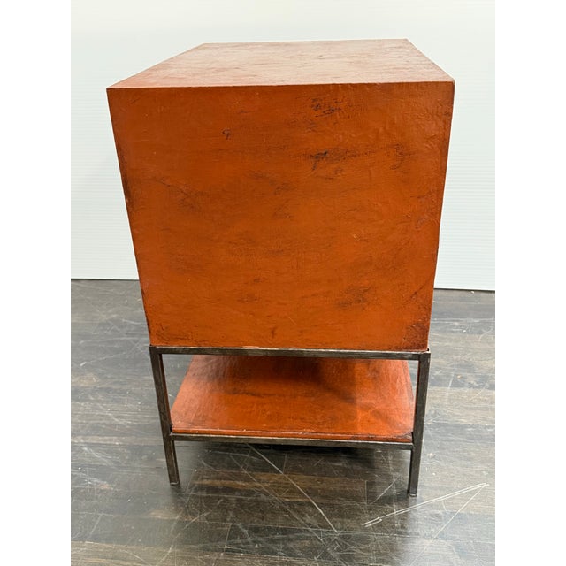 Mid 20th Century Asian Influenced Orange Lacquered Drawer Chest, Vintage For Sale - Image 5 of 12