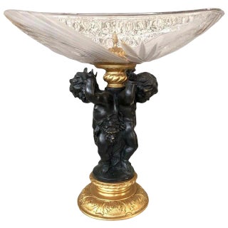 French Ormolu & Bronze Cherub Dish Stand or Tazza, 20th Century For Sale