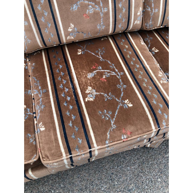 Brown 1970s Vintage Broyhill Chinoiserie Velvet Sofa For Sale - Image 8 of 13