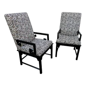 Vintage Chin Hua Greek Key Chinoiserie Armchairs by Raymond Sobota for Century Furniture- a Pair