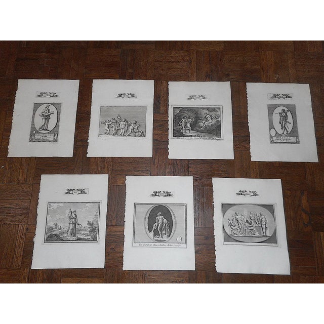 Authentic Antique 18th Century Italian Neoclassical Roman Mythology. Copperplate Engravings - Set of 7 For Sale In Cincinnati - Image 6 of 7
