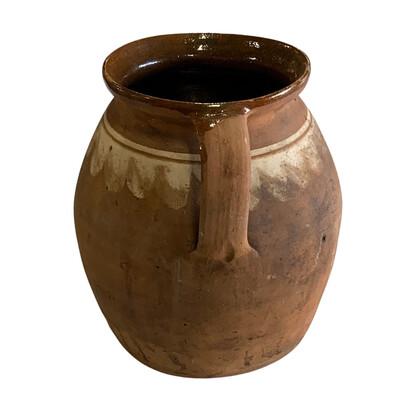 This antique two-handle terra cotta vessel from Hungary is a wonderful addition to any Farmhouse decor. The rustic pottery...