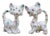 Mid Century Japan Porcelain Long Neck Cat Figurines Calico Splatter Pair 1950s For Sale