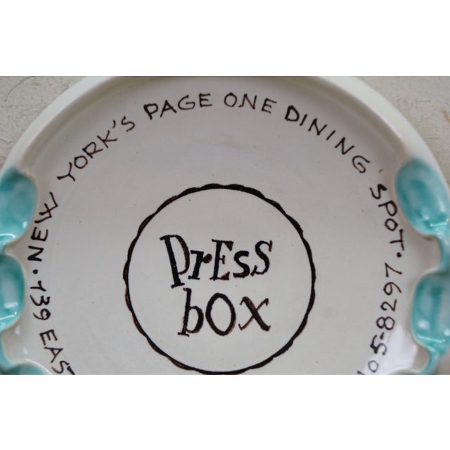 1950s Press Box Steakhouse Manhattan Nyc Ashtray by Casa Dell'Arte Italy 6" For Sale - Image 11 of 12