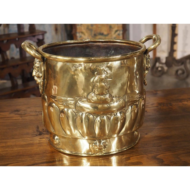 Circa 1900 Polished French Brass Folk Art Wine Cooler or Jardiniere For Sale - Image 13 of 18
