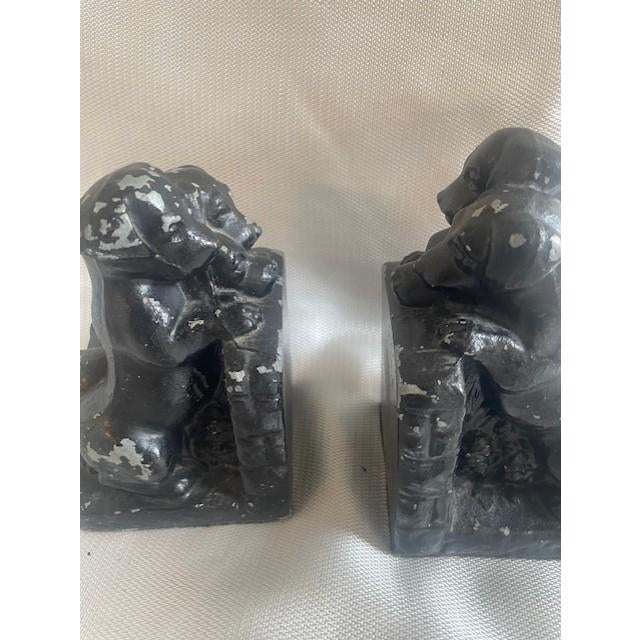 Black 1920s Art Deco "Three Orphan Puppies" Cast Metal Bookends - A Pair For Sale - Image 8 of 9