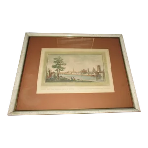 Guiseppe Zocchi (1711-1767) Hand Colored Engraving "Vue Du Pont a La Carraia"