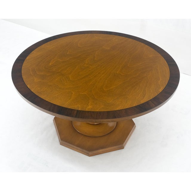 Very Fine Mid Century Modern 36" Round Rosewood Banded Top Coffee Table MINT For Sale - Image 9 of 13
