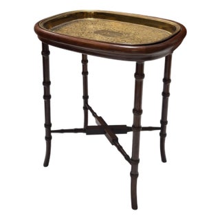 Regency Style Faux Bamboo Single Cocktail Tray Table For Sale