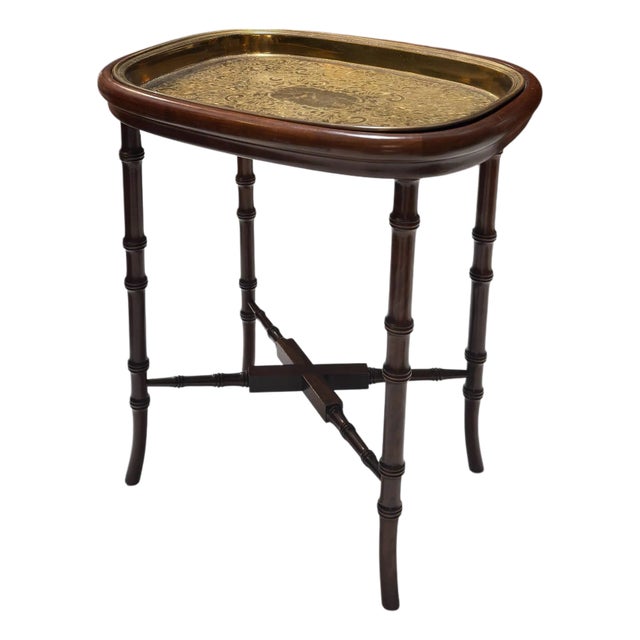 Regency Style Faux Bamboo Single Cocktail Tray Table For Sale