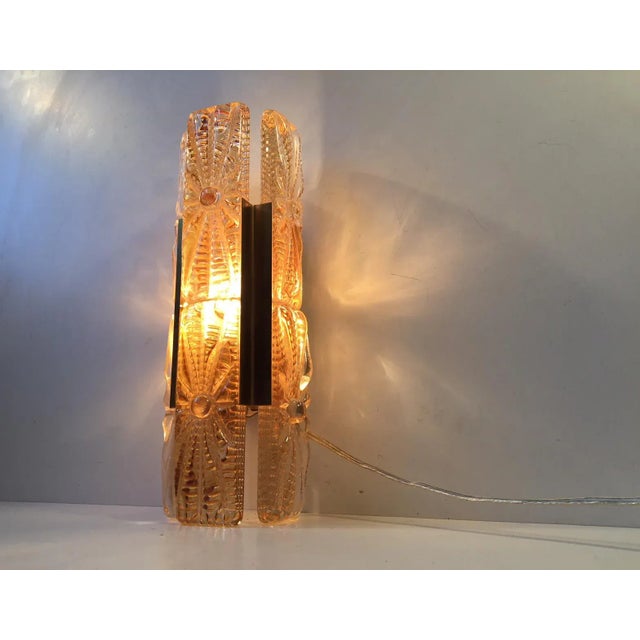 Danish Modern Sunburst Sconce in Amber Glass & Brass from Vitrika, 1960s For Sale - Image 4 of 10