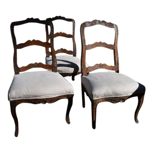 18th Century Louis XV Fruitwood Side Chairs With Carved Crests