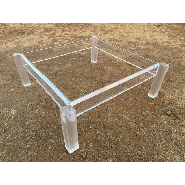 Vintage Mid Century Modern Lucite Glass Top Coffee Cocktail Table For Sale - Image 16 of 18