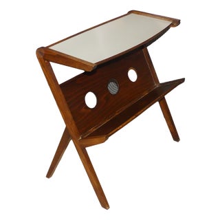Side Table with Magazine Rack and Formica Top, 1950s For Sale