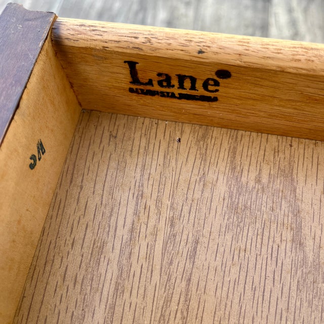 Wood A Pair of Neoclassical Revival Burl Wood Side Tables by Lane Furniture Circa 1970s. For Sale - Image 7 of 18