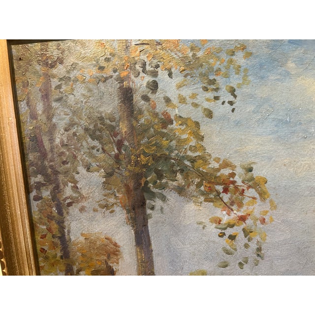 Impressionist C. 1930s Impressionist Painting of Boat on Lake For Sale - Image 3 of 6