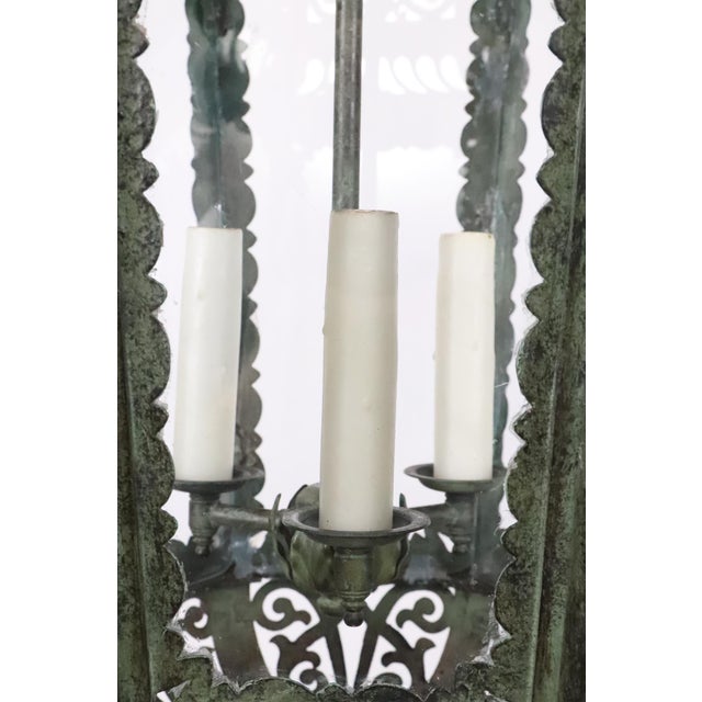 Restored Antique French Wrought Iron Exterior Lantern Pendant Light For Sale - Image 9 of 16