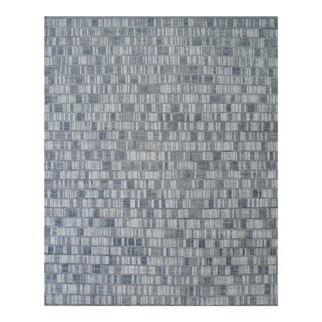 6x9 Tessa Sophisticated Gray Geometric Modern Hand Knotted Wool Carpet Rug For Sale