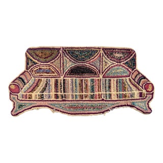Late 20th Century Judy Knipe Hooked Fiber Art Wall Sculpture Sofa Form Postmodern Textile For Sale