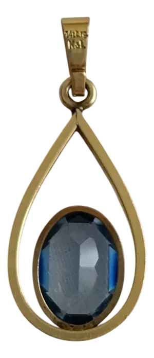 Vintage Rolled 14 Karat Gold Pendant with Natural Topaz, 1960s