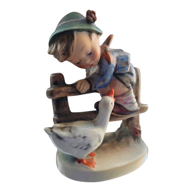 Vintage Goebel Hummel “Barnyard Hero” #195 2/0 Tmk2 – Boy With Goose German Porcelain Figurine For Sale