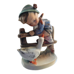 Vintage Goebel Hummel “Barnyard Hero” #195 2/0 Tmk2 – Boy With Goose German Porcelain Figurine