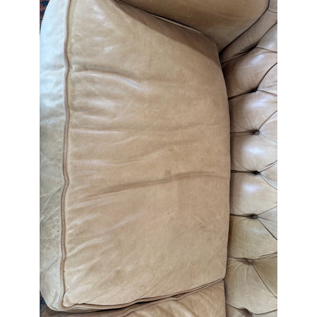 1990s Tufted Tan Leather Chesterfield Sofa For Sale - Image 9 of 10