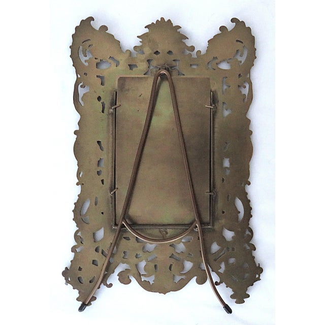 Late 19th Century 19th C. Neo-Classical Brass Photo Picture Frame Fits 5" X 3 1/2" Antique For Sale - Image 5 of 6
