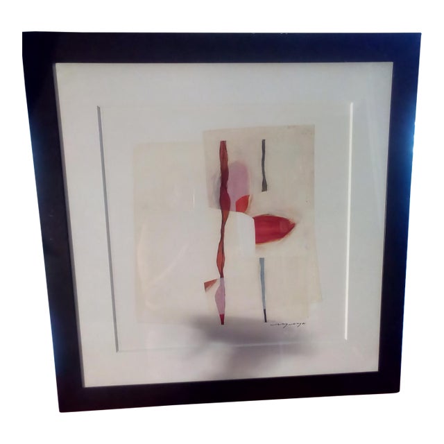 Mary Mackey Mythos Flagship Piece With Watercolor, Ink and Paper Collage Minimalist Abstract For Sale
