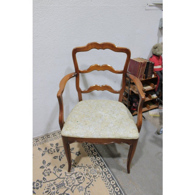 Brown Set of 6 Vintage Cherry French Provincial Ladder Back Dining Chairs, 37” H For Sale - Image 8 of 18