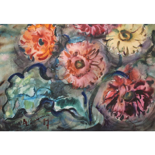 Dzidra Bauma, Gerberas, 1987, Watercolor, in Good conditions. Designed 1980 to 1989 This piece has an attribution mark, I...
