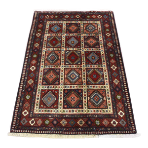 Yalameh Rug 3'6'' X 5'3'' Multicolor Wool Vintage Tribal Hand-Knotted Carpet