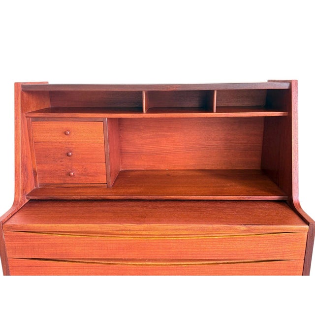 Brown Danish Teak Vanity Secretary Desk | Arne Vodder Style Mid-Century For Sale - Image 8 of 9