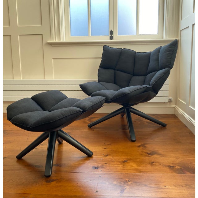 B B Italia Husk Swivel Armchair And Ottoman Chairish