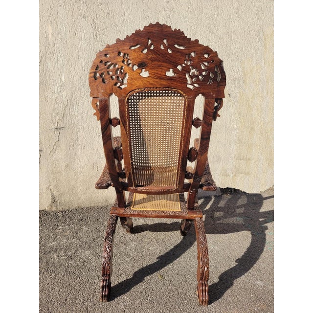 Brown Indian Folding Armchair in Carved Wood For Sale - Image 8 of 18