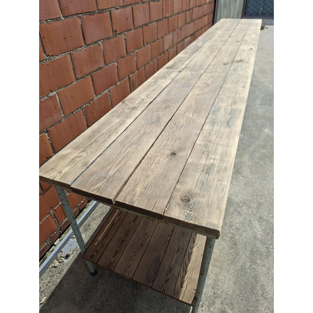 Industrial Workbench in Metal and Wood For Sale - Image 4 of 11