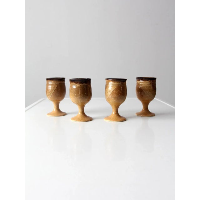 Vintage Studio Pottery Chalices Set of 4 For Sale - Image 6 of 11