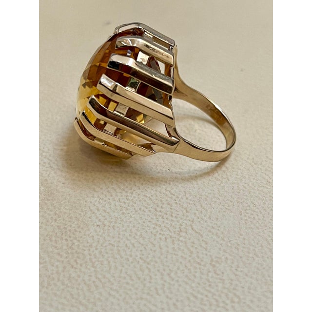 42 Carat Natural Oval Citrine Cocktail Ring in 14 Karat Yellow Gold, Estate For Sale - Image 11 of 18
