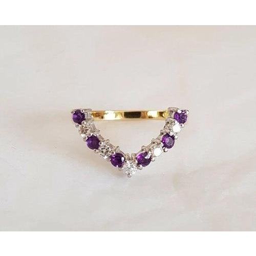 18ct Gold Diamond & Amethyst Dress Ring, 1995 For Sale - Image 9 of 12