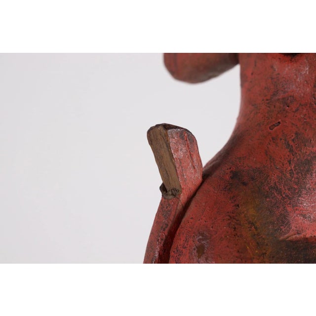 Red Burmese Artist, Animist Nat or Chinthe Figures, 1890s-1910s, Wood, Set of 2 For Sale - Image 8 of 12