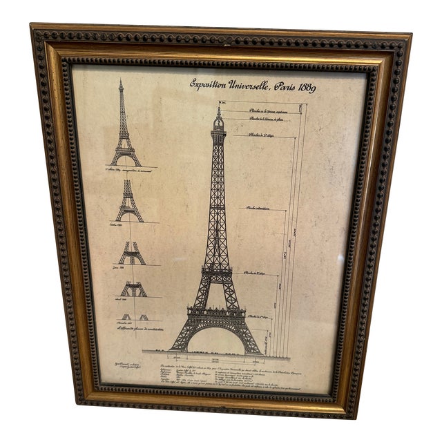 Eiffel Tower Vintage Print For Sale