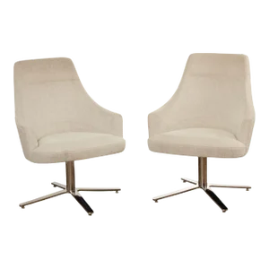Early 21st Century Cumberland Mid-Century Modern Style Swivel Lounge Chairs - A Pair