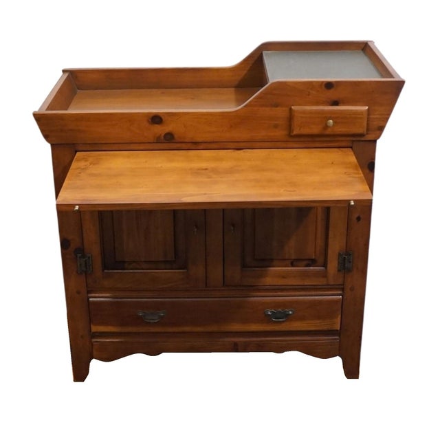 Link Taylor Pilgrim Pine Collection Rustic Country French 40" Dry Sink Server 1515 For Sale In Kansas City - Image 6 of 16